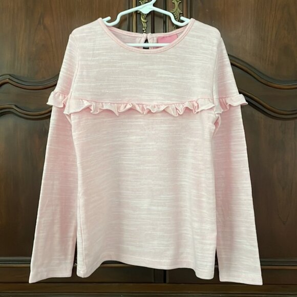 Girls BISBY Pink Ruffled Kids Top Size 10 - Picture 2 of 5